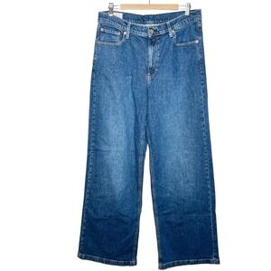 Gap High Rise Stride Wide Leg Jeans Womens Size 33/16T Tall Medium Wash Blue